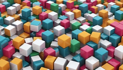 Wall Mural - Colorful Geometric Cubes in 3D Arrangement