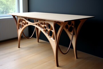 Poster - Parametric table with organic design standing in a modern minimalist room