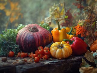 Wall Mural - Pumpkins, gourds and squashes for autumn