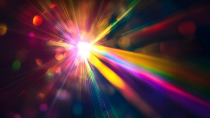 Poster - Mesmerizing Cosmic Explosion of Vibrant Colorful Lights Bursting with Radiant Energy and Dynamic Power  Dazzling abstract background with a spectacular display of prismatic iridescent