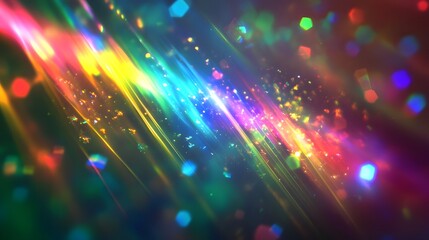 Aufkleber - Vibrant Cosmic Explosion of Colorful Luminous Particles and Glowing Beams in a Mesmerizing Dynamic Abstract Composition  Energetic