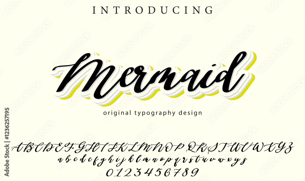 Mermaid Font Stylish brush painted an uppercase vector letters ...