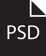 Poster - File icon. Format of document on computer flat symbol. PSD file sign. Audio extension graphic multimedia sign application software folder. Presentation audio design isolated on transparent background.