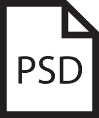 Poster - File icon. Format of document on computer outline symbol. PSD file sign. Audio extension graphic multimedia application software folder. Presentation audio design isolated on transparent background.