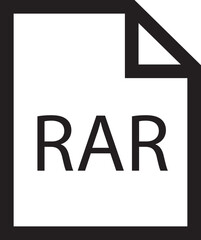Poster - File icon. Format of document on computer outline symbol. RAR file sign. Audio extension graphic multimedia application software folder. Presentation audio design isolated on transparent background.