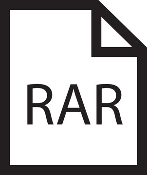 File icon. Format of document on computer outline symbol. RAR file sign. Audio extension graphic multimedia application software folder. Presentation audio design isolated on transparent background.