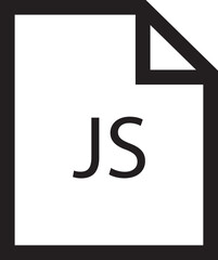 Poster - File icon. Format of document on computer outline symbol. JS file sign. Audio extension graphic multimedia application software folder. Presentation audio design isolated on transparent background.