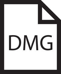 Poster - File icon. Format of document on computer outline symbol. DMG file sign. Audio extension graphic multimedia application software folder. Presentation audio design isolated on transparent background.