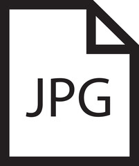 Poster - File icon. Format of document on computer outline symbol. JPG file sign. Audio extension graphic multimedia application software folder. Presentation audio design isolated on transparent background.