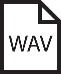 Poster - File icon. Format of document on computer outline symbol. WAV file sign. Audio extension graphic multimedia application software folder. Presentation audio design isolated on transparent background.