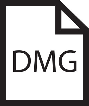 File icon. Format of document on computer outline symbol. DMG file sign. Audio extension graphic multimedia application software folder. Presentation audio design isolated on transparent background.