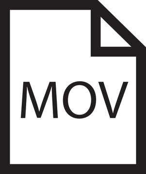 File icon. Format of document on computer outline symbol. MOV file sign. Audio extension graphic multimedia application software folder. Presentation audio design isolated on transparent background.