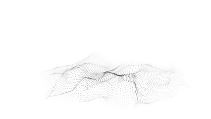 Poster - Digital technology white wave. Light cyberspace with motion dots. Futuristic digital background artificial intelligence. Big data analytics.