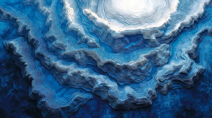 Poster - Abstract blue topographic map relief.
