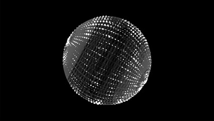 Poster - Vector sci-fi black sphere with particles and lines. Concept network connection. Frame sphere. Abstract technology background.