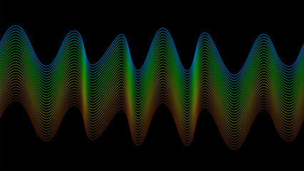 Poster - Abstract colors wave with lines. Digital frequency track equalizer. Vector illustration dynamic music wave. Technology sound.