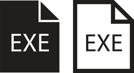 Poster - File icons set. Format of document on computer flat and line symbols. EXE file signs. Audio extension multimedia application software folder. Presentation designs isolated on transparent background.