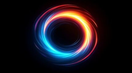 Wall Mural - Abstract swirling light, fiery orange and cool blue, dark background, perfect for technology or energy designs