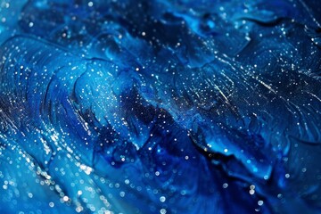 Poster - Abstract blue background with glittering particles creating a mesmerizing visual effect