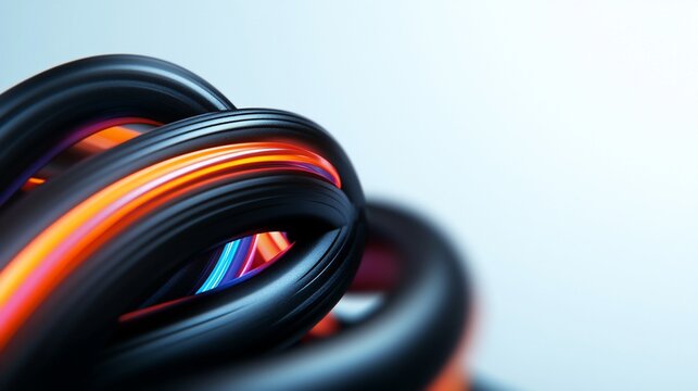 Abstract Neon Glowing Lines, Twisted and Intertwined, Digital Art