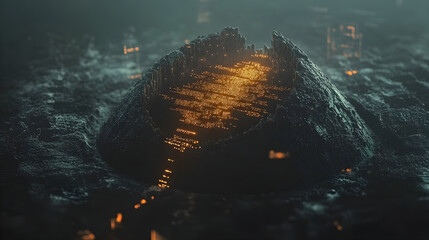Poster - Futuristic cityscape exploration virtual world digital art cyber environment aerial view technology concept