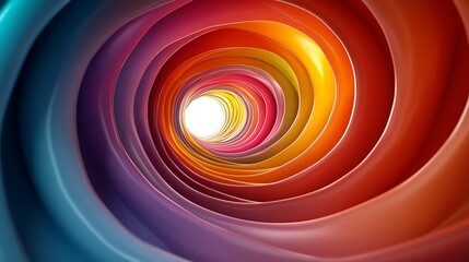 Wall Mural - Colorful spiral tunnel, light at end, abstract background, website design