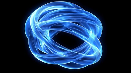 Wall Mural - Glowing blue abstract rings, dark background, technology concept, website design