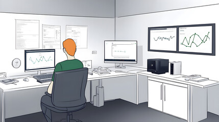 Poster - Data analysis session office digital workspace professional environment over-the-shoulder view business insights