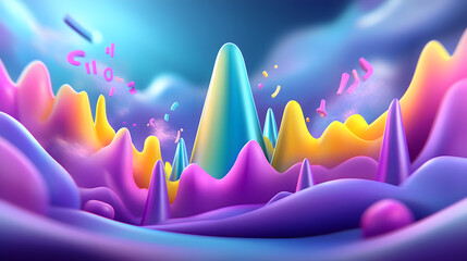 Poster - Dynamic colorful 3d landscape digital art creation vibrant peaks and valleys abstract environment artist's perspective