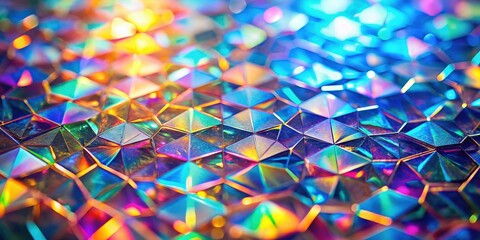 Aufkleber - A mesmerizing pattern of iridescent hexagonal tiles, reflecting an array of vibrant colors and shimmering lights.