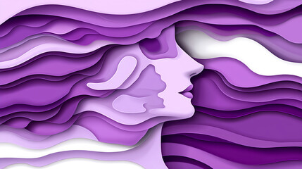 Poster - Abstract art event featuring feminine form in purple hues digital creation modern aesthetic close-up view emotional expression