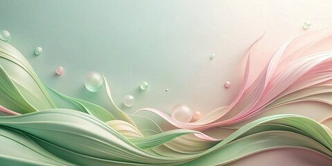 Aufkleber - Abstract Minimalist Composition of Curving Lines and Spheres in Soft Pastel Hues