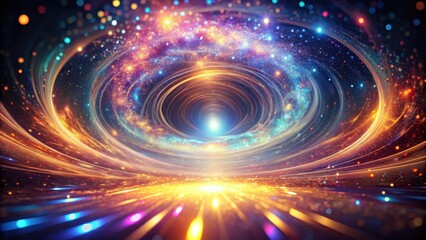 Fototapete - A swirling vortex of cosmic energy, illuminated by a radiant glow, creates a mesmerizing pathway to an unknown destination.