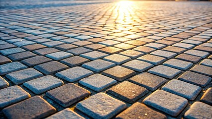 Poster - Golden Hour Cobblestone Pavement A Textured Surface at Sunset