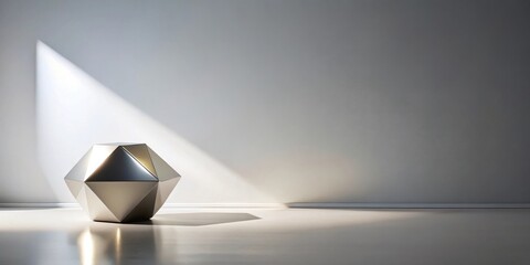 Aufkleber - A Geometric Sculpture Bathed in Sunlight, Creating a Playful Contrast Against a Minimalist White Wall