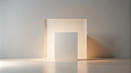 Aufkleber - A Minimalist White Cube Platform Illuminated by a Soft Glow from a Recessed Light Source