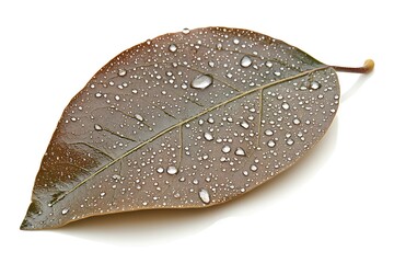 Wall Mural - Dew Drops on a Brown Leaf