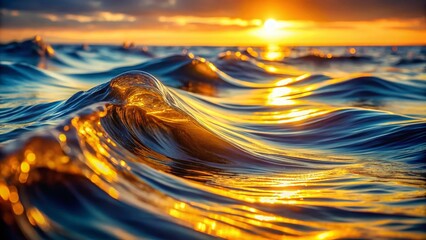 Poster - Abstract Gold Blue Wave Tranquility: Elegant Fluid Art Background