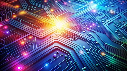 Poster - Abstract Technology Circuit Board Vector Background with High Depth of Field