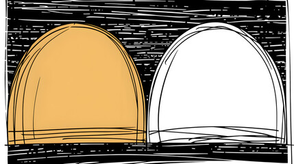 Poster - Sketch of two overlapping domes artistic concept minimalist environment close-up view