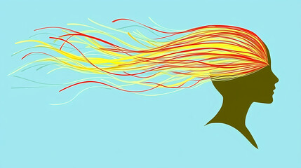 Poster - Dynamic hair flow illustration artistic design creative concept vibrant colors abstract view graphic artwork