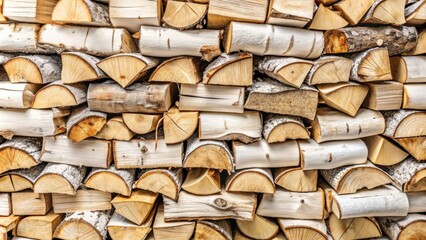 Aufkleber - A Stack of Firewood Logs Ready for Winter, Displaying Their Natural Texture and Warm Tones