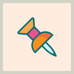 Poster - Stylized Push Pin Icon with Orange and Pink Color Scheme on light background