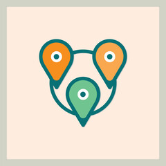 Poster - Connected location icons showcasing route visualization for mapping apps or services