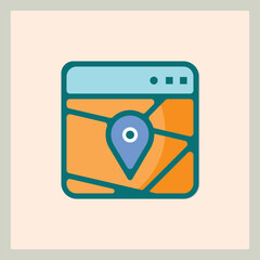 Poster - Digital Map Location Pin Icon for Navigation and Travel Website or Application