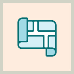 Poster - Stylized map icon depicting a simplified road network with intersecting paths