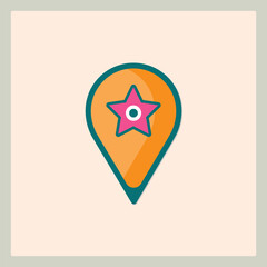 Poster - A vibrant location pin icon with a pink star, ideal for maps and navigation apps and web interface designs