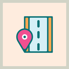 Poster - Stylized Route Icon Displaying a Road and Location Pin for Navigation