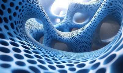 Abstract blue mesh design, 3D render, Generative AI