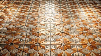 Leinwandbilder - A geometric pattern of intricate tilework, reflecting light and casting shadows, creates a captivating visual rhythm.